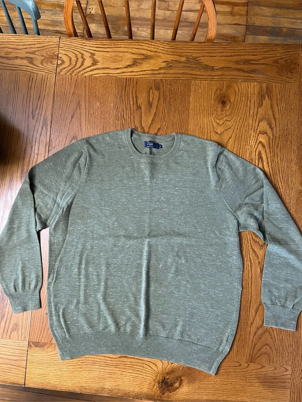 J. Crew heathered green lightweight cotton crewneck sweater